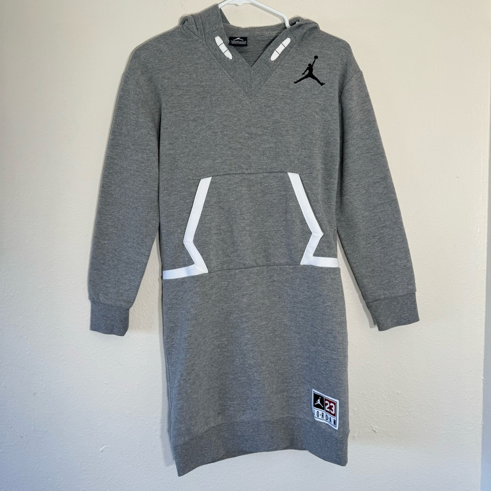 Nike Jordan GIRLS She Got Game Fleece Hoodie Dress Gray Large 12-13 Years Teen